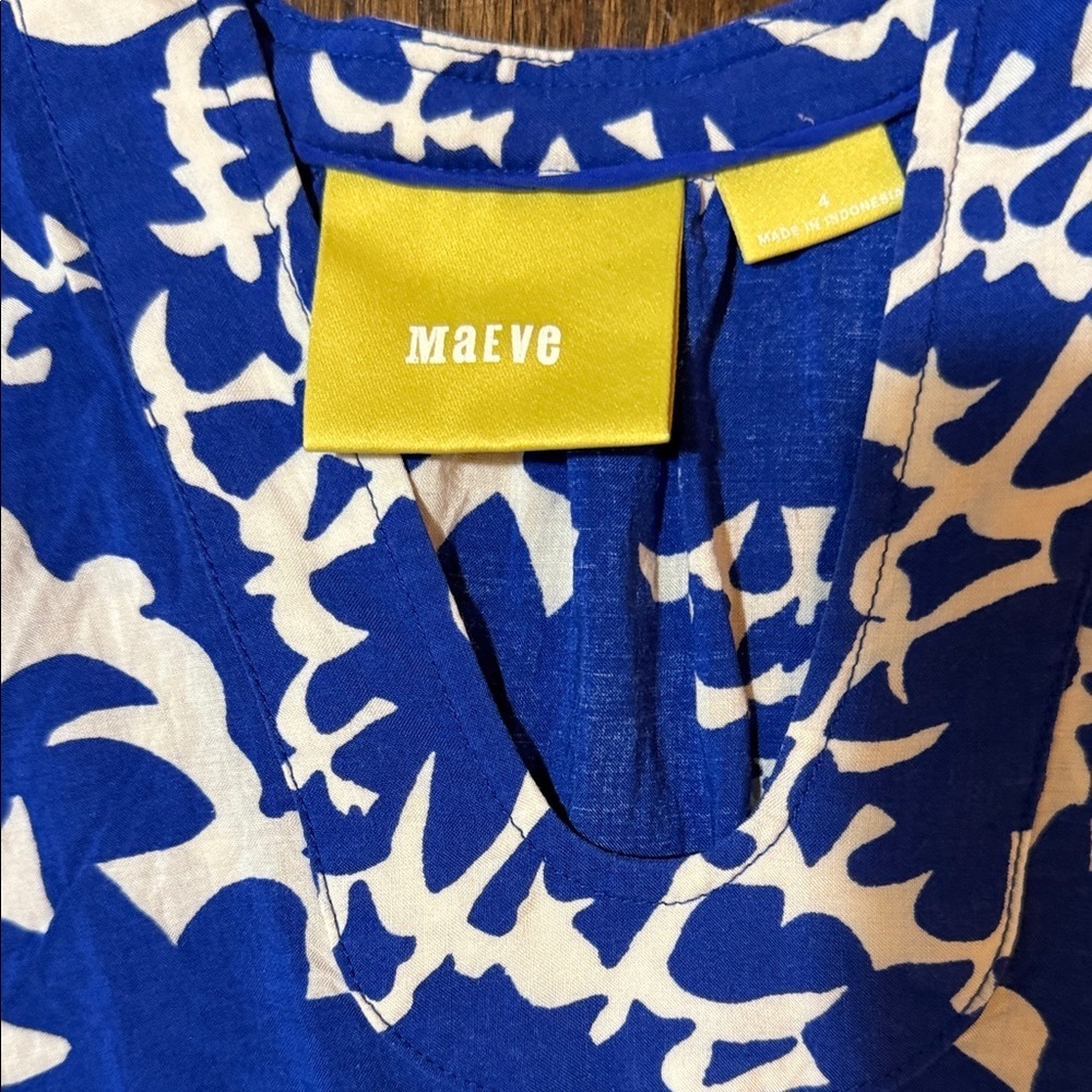Anthropology Maeve Tank Top in Blue with White Bird Pattern - Picture 2 of 2